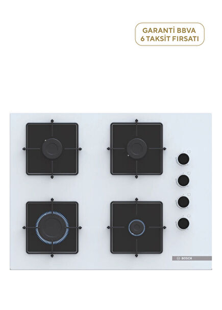 POP7C2P30O Serie 4 White Glass Built-in Cooktop