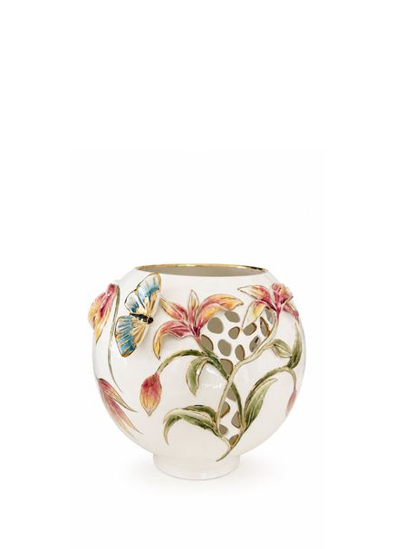 Dolce Vita Collection Sphere Desenli Beyaz Porselen Vazo