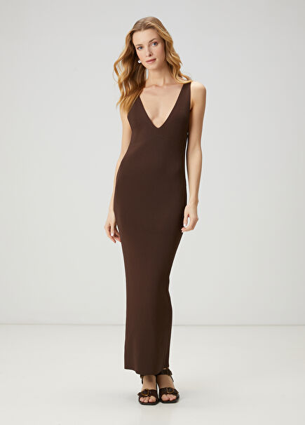 Brown Maxi Knit Dress