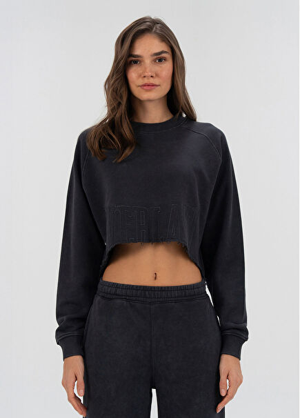 Cool Relax Anthracite Women's Crop Sports Sweatshirt