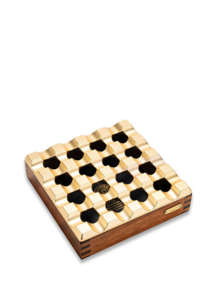 Gold Wooden Square Multi Cigar Ashtray