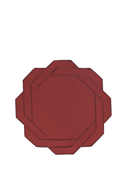 Kate Maroon Geometric Cut Cotton 2-Piece American Placemat 42x42 cm