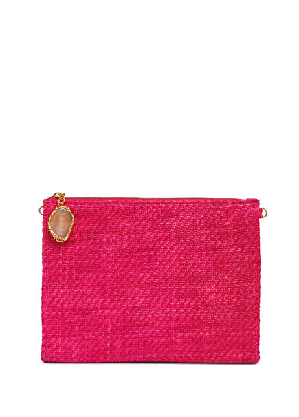 Myra Pink Handwoven Palm Leaf Women's Handbag