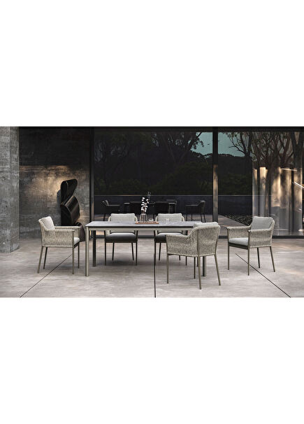 Noor Alüminyum Gri 6 Kişilik Bahçe Masa Takımı