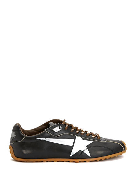 Marathon Black Silver Women's Leather Sneakers