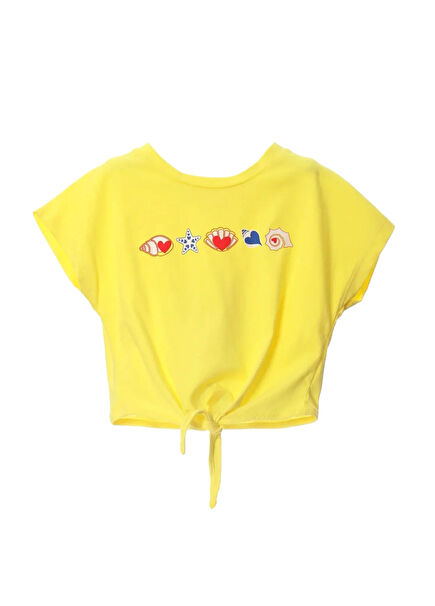 Vigo Sarı Düğüm Detaylı Kız Çocuk T-shirt