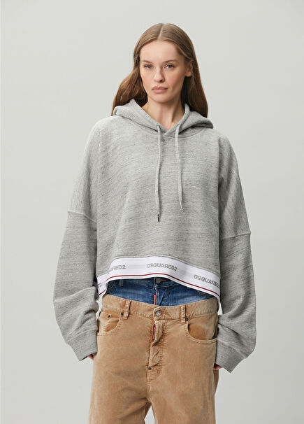 Gri Kapüşonlu Sweatshirt