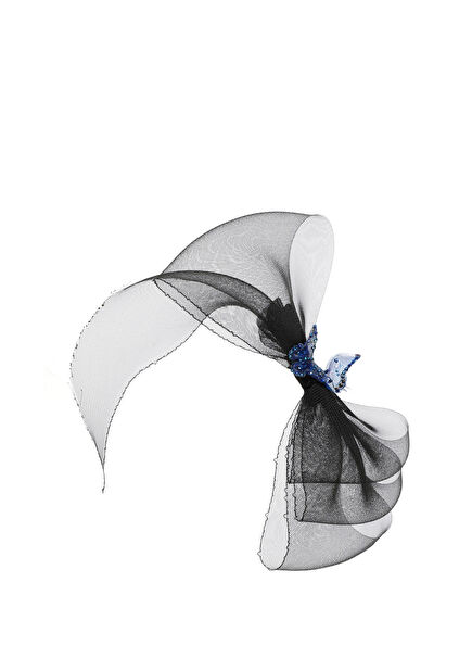 Vanessa Headpiece Siyah Organze Kristal Taşlı Kadın Saç Aksesuarı