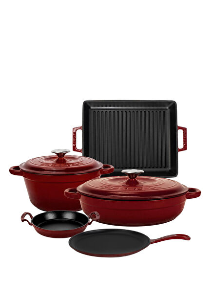 Bordeaux Series Cast Iron 5 Piece Pots and Pans Set