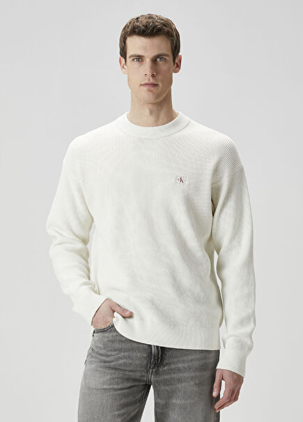 Relaxed Fit White Sweater