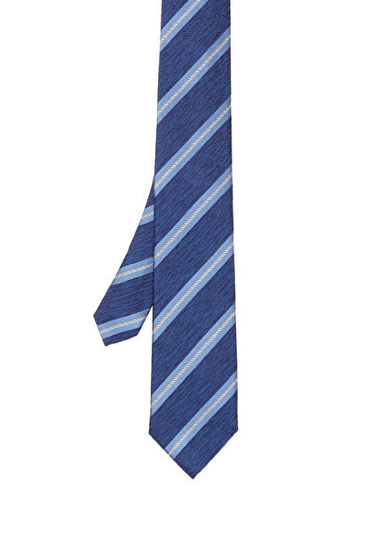 Navy Blue Herringbone Jacquard Tie