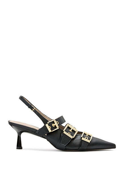 Vivian Black Leather Heels