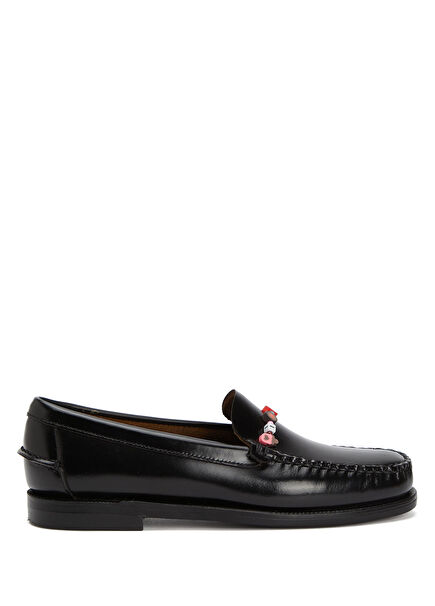 Frank Beads Siyah Kadın Deri Loafer