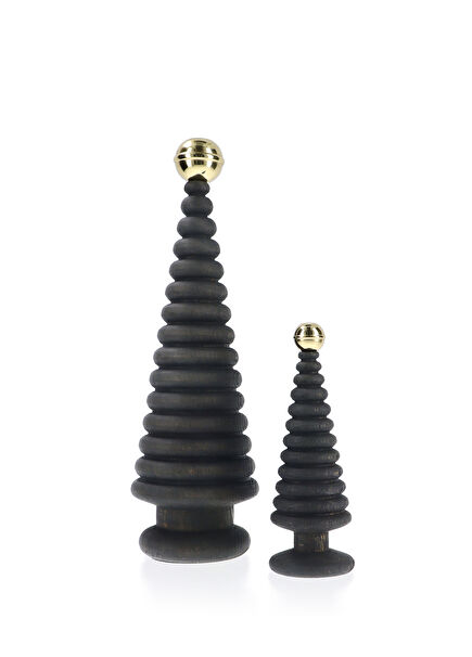 Cedar Brass Detailed Wooden Christmas Tree Set
