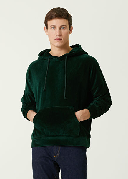 MB Khaki Oversize Hooded Velvet Sweatshirt