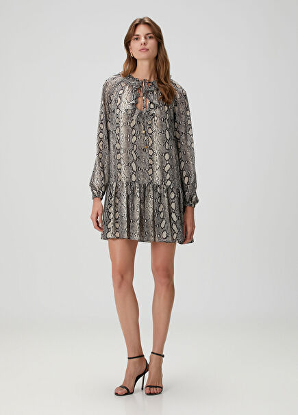 Yılan Desenli Mini Elbise
