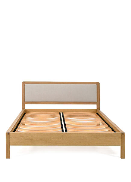 Modesto Beige Natural Oak Upholstered Bed Frame