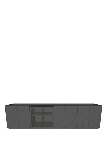 Pica Anthracite Glass Top Wooden Sideboard