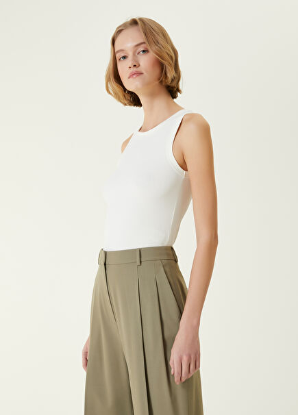 Kırık Beyaz Bisiklet Yaka Ribli Atlet