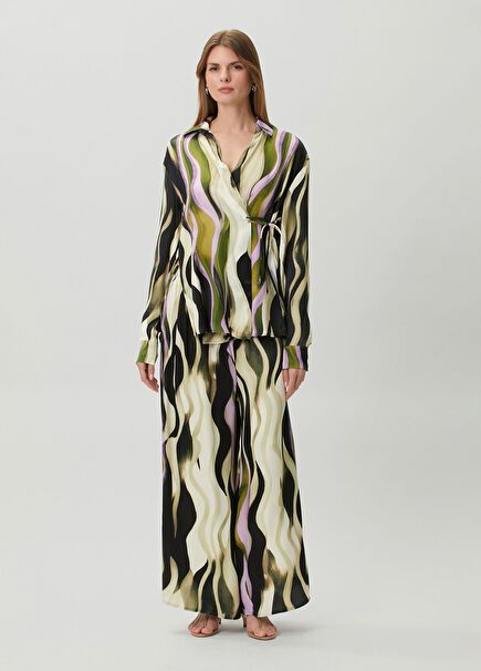 Lumina Desenli Wide Leg Pantolon