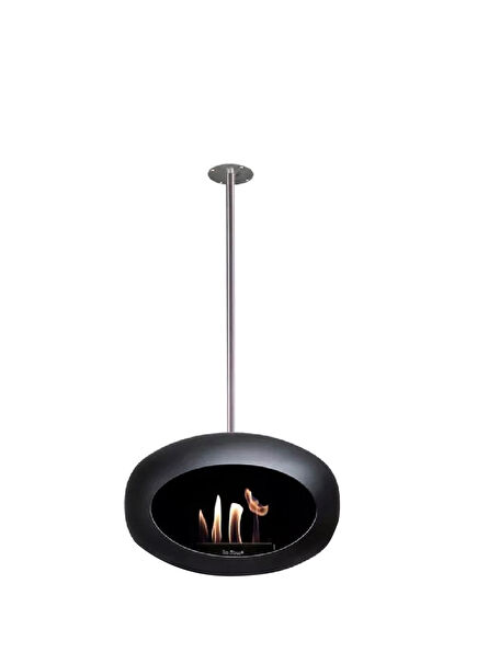 Black Dome Fireplace & Polished Steel Burner