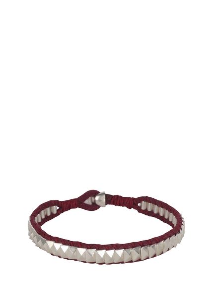 Rocky Road Burgundy Cord Men's Silver Bracelet