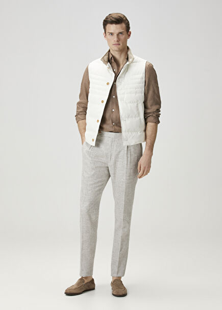 Dark Beige Linen Trousers