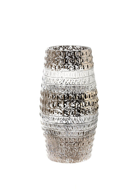 Crocodile Platinum Snakeskin Patterned Silver Decorated Crystal Vase