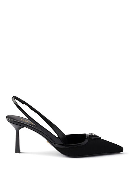Black Fabric Back Strappy Women's High Heels