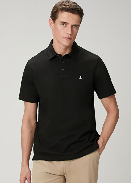 Comfort Fit Siyah Polo Yaka T-shirt