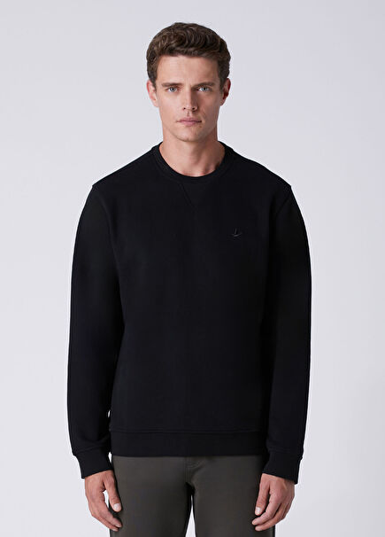 Siyah Logolu Basic Sweatshirt