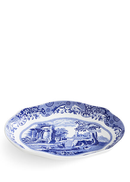 Blue Italian Porcelain Oval Serving Plate