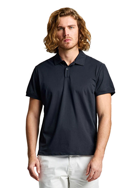 Tech Pique Siyah Polo Yaka Ss Erkek Spor T-Shirt