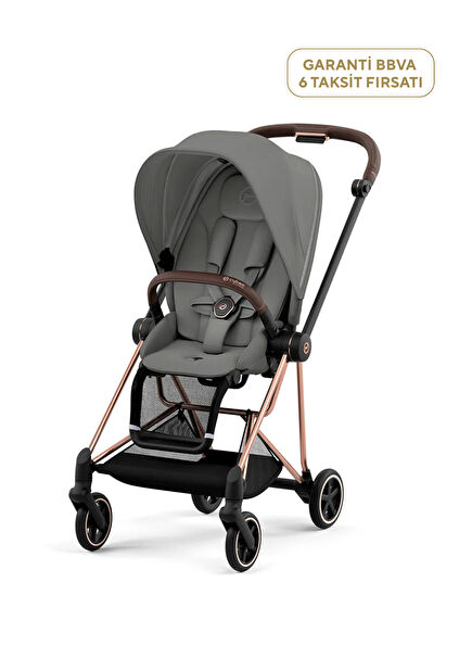 Mios Rosegold-Mirage Grey İkonik Lüks Tek Elle Katlanabilen Çift Yönlü Bebek Arabası