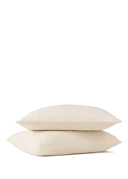 Damask Krem Rengi Pamuklu 2'li Yastık Kılıfı Seti