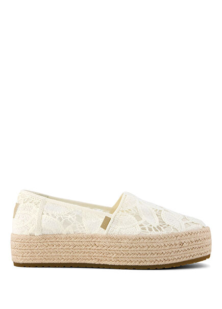 Valencia Floral Crochet Beyaz Kalın Tabanlı Kadın Espadril