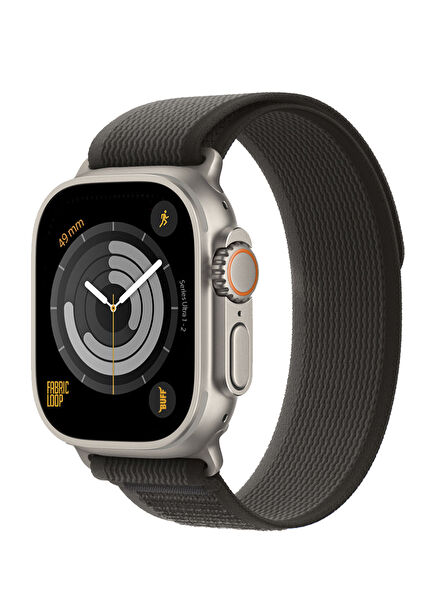 Apple Watch Fabric Loop Band 49mm Black Orange Ultra Kayış 