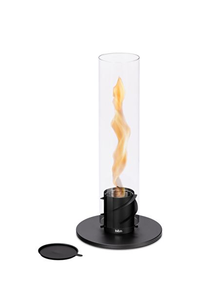 Spin 90 Black Cylinder-Shaped Desktop Fireplace