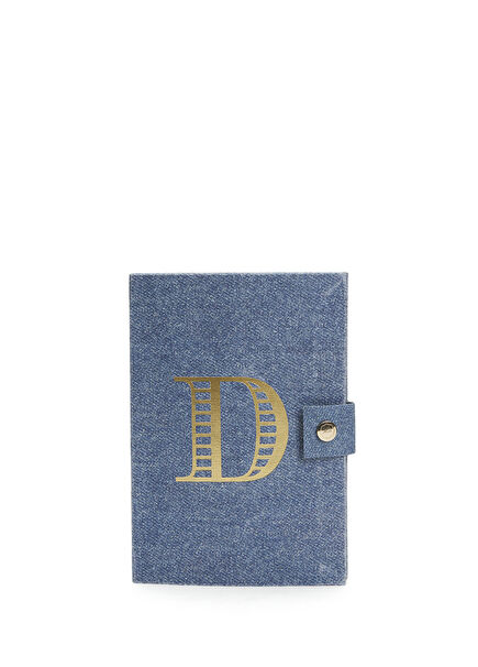 Mavi Harf Baskılı Denim Defter