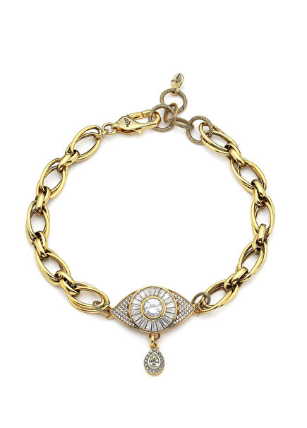 Protector Eye Zircon Charm Gold Plated Chain Women Choker Necklace