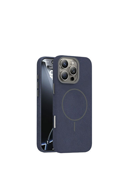Soft Aura iPhone 15 Pro Max Magsafe Uyumlu Lacivert Telefon Kılıfı