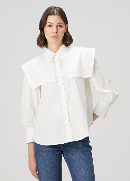 White Collar Detailed Shirt