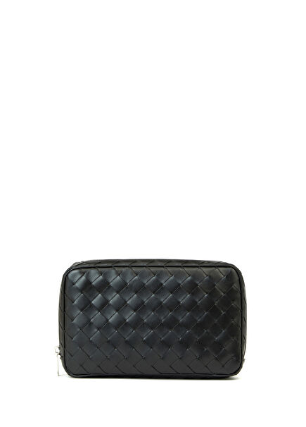 Medium Black Leather Shaving Bag