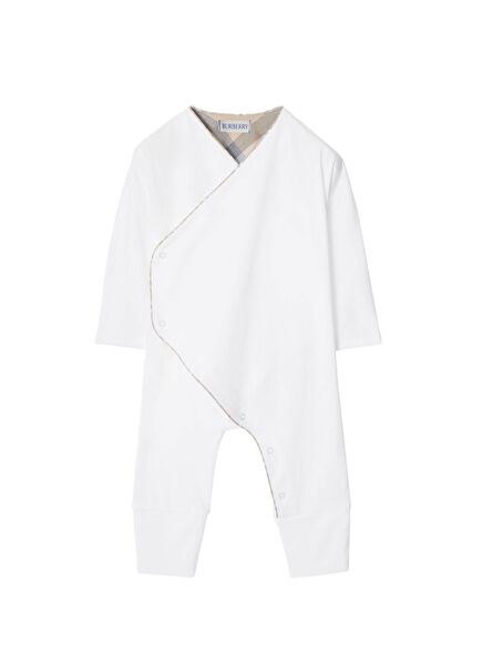 White Cotton Jumpsuit & Bib Unisex Baby 2-Piece Gift Set