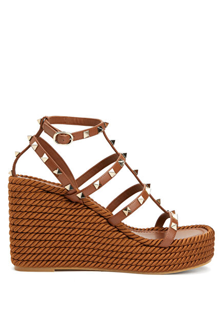 Rockstud Taba Kadın Deri Sandalet