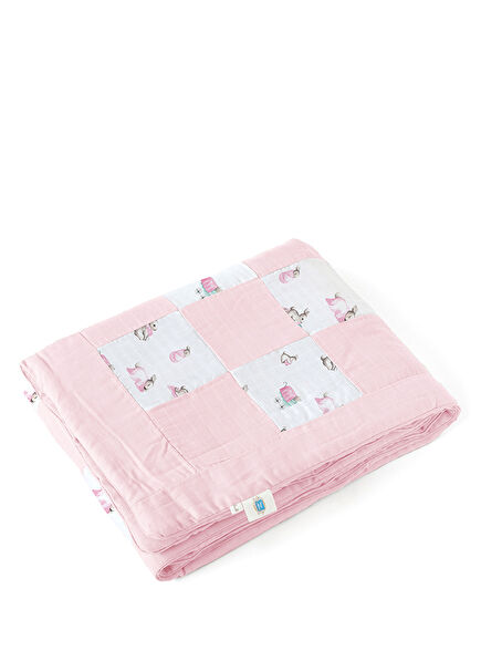 Bébé Lapin Rose Müslin Kız Bebek Yatak Örtüsü