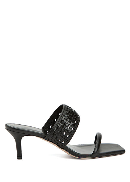 Siyah Kadın Deri Terlik