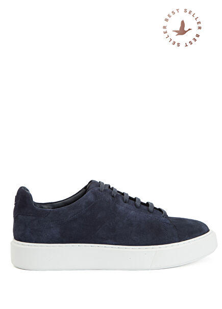Navy Blue Men's Suede Sneakers