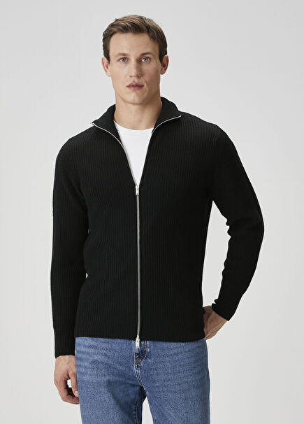 Mala Black Wool Knit Cardigan