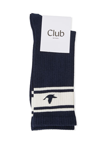 Navy Logo Embroidered Men's Sports Socks